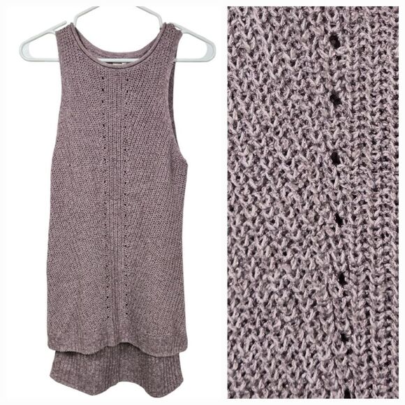 Maurices Mauve Solid High Neck Sweater Tank Top Relaxed Acrylic Sleeveless Layer - Picture 1 of 13